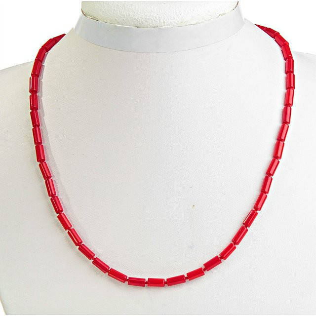 

Бусы красный Коралл "трубочки" 4*10мм, длина 47см