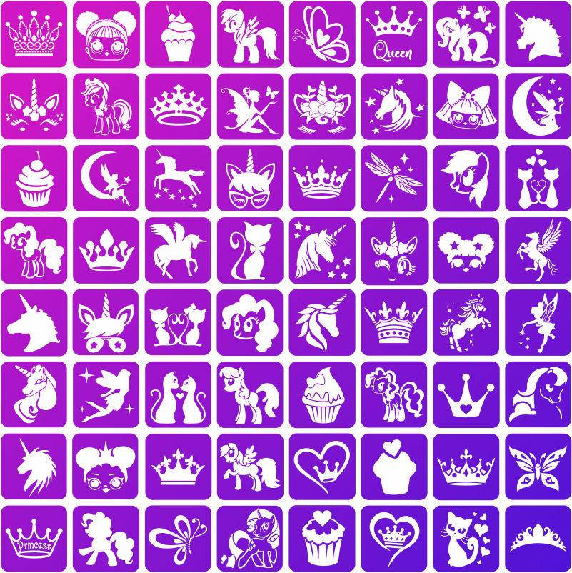 

Трафареты Mix for Girls для блеск тату, био тату хной, 6х6 см, 64 шт.