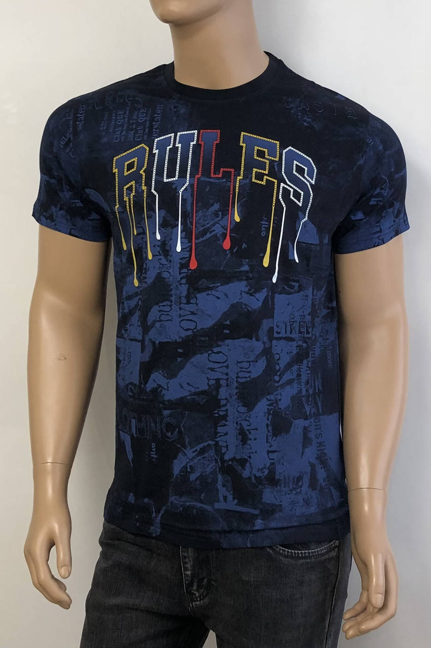 

Футболка мужская ,SAVIOLA, молодежная, синяя с рисунком, трикотаж премиум классу,M-XXL.Турция.