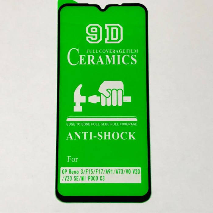 

Защитное стекло Ceramic Xiaomi Redmi 9A / Poco C3 / Redmi 9C Full Glue полная проклейка, черное, Черный