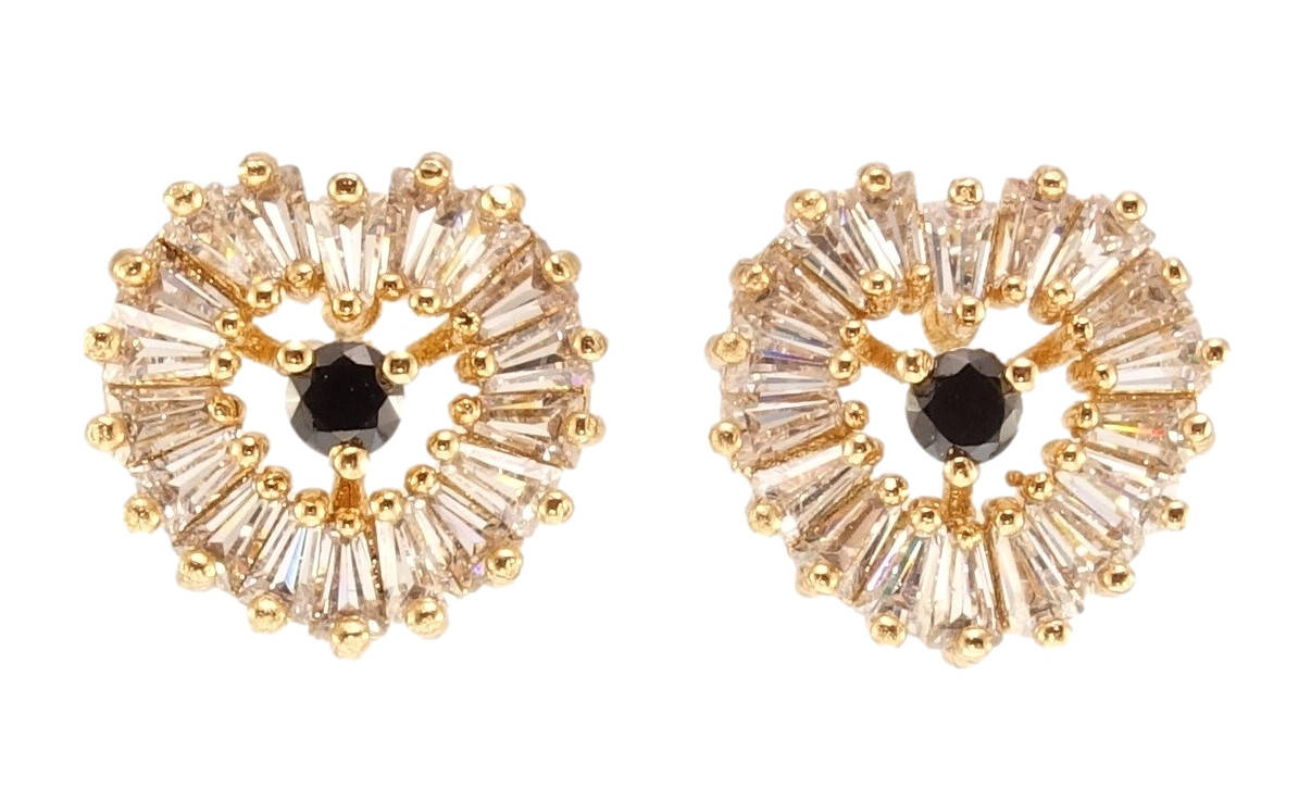 

Серьги Xuping Позолота 18K гвоздики (пусеты) "Сердечки с цирконием и черными фианитами"
