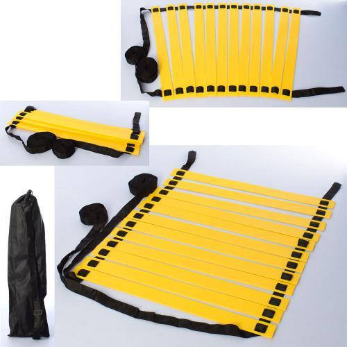 

Координационная лестница 6 м для тренировки скорости 12 перекладин, ширина 52см, толщина 2 мм, желтый, в чехле