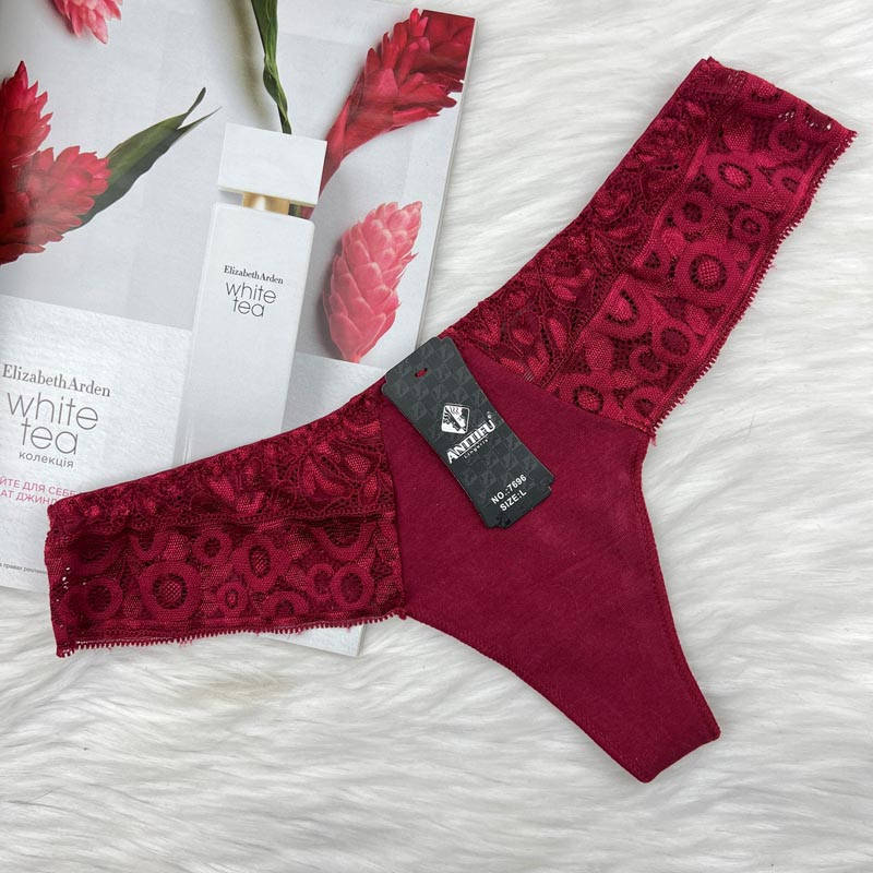 

Хлопковые стринги для девушек (46-48-50) 46, Бордовый