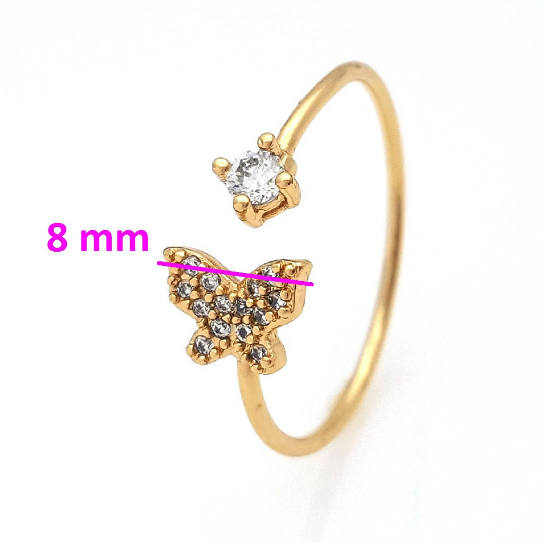 

Кольцо Бабочка с камнями, р. 19, р. 20, позолота Xuping, 18К