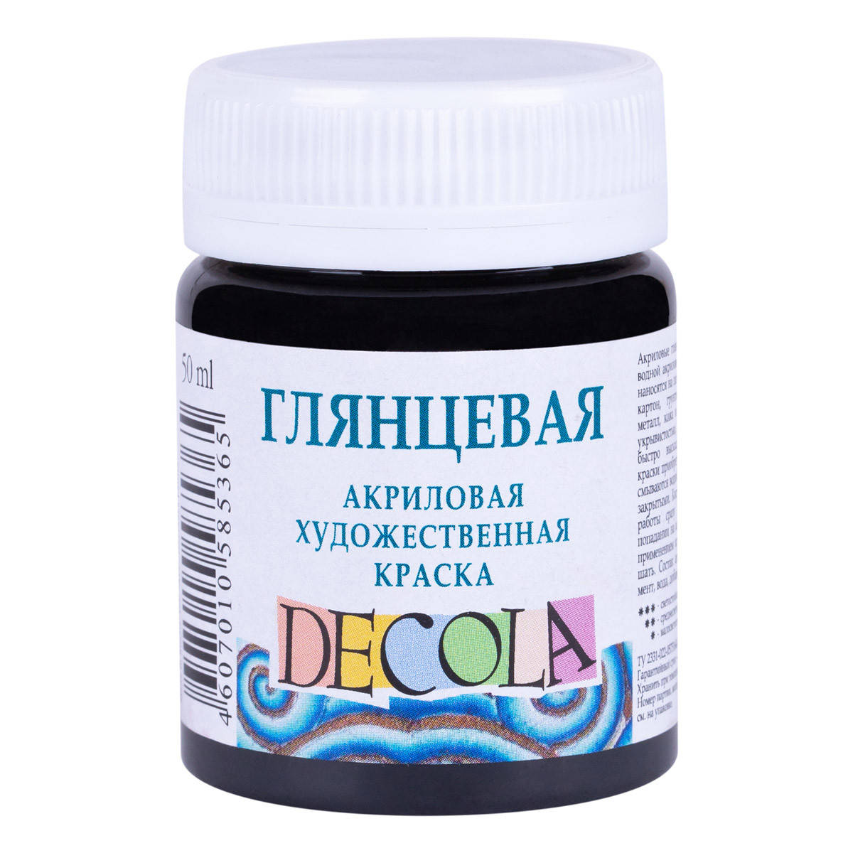 

Краска акриловая ДЕКОЛА черная, глянц., 50мл ЗХК, Черный