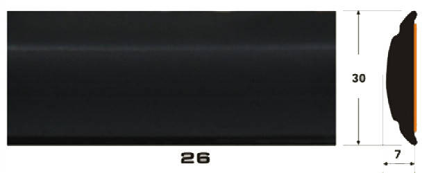 

Декоративный молдинг на авто 26 черный+2 канавки по краям 7х30мм