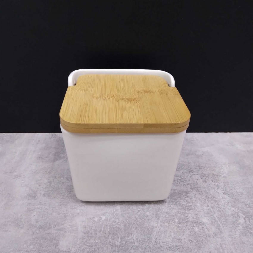 

Банка для сыпучих продуктов 800мл с бамбуковой крышкой Stenson 3518, Белый