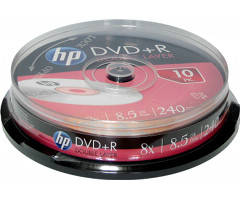 

DVD+R диск для видео Hewlett-Packard 8.5GB DL Cake box 10