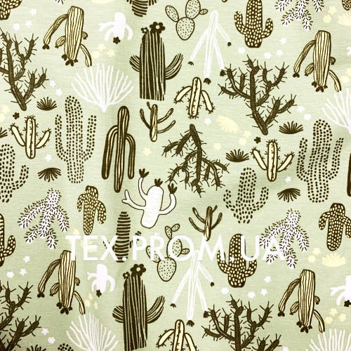 

Кулир стрейч пенье принт трикотаж рисунок кактусы