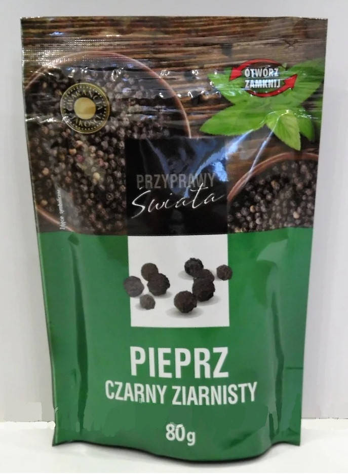 

Польский перец черный горошок Pieprz Swiata Czarny Ziarnisty, 80г, Польша