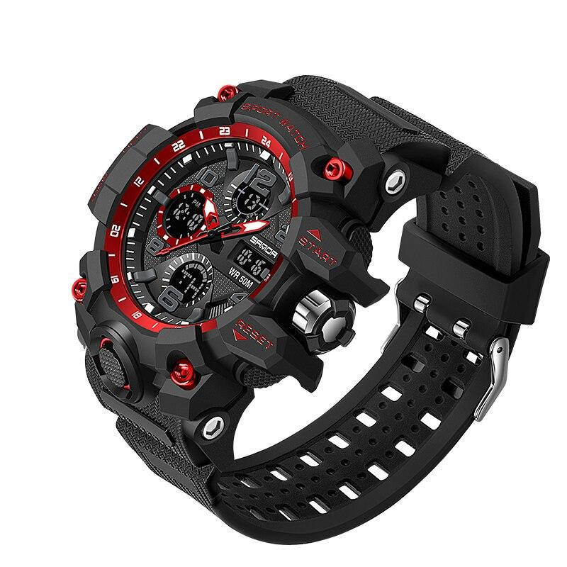 

Часы мужские наручные кварцевые водонепроницаемые Sanda 6021 Black-Red