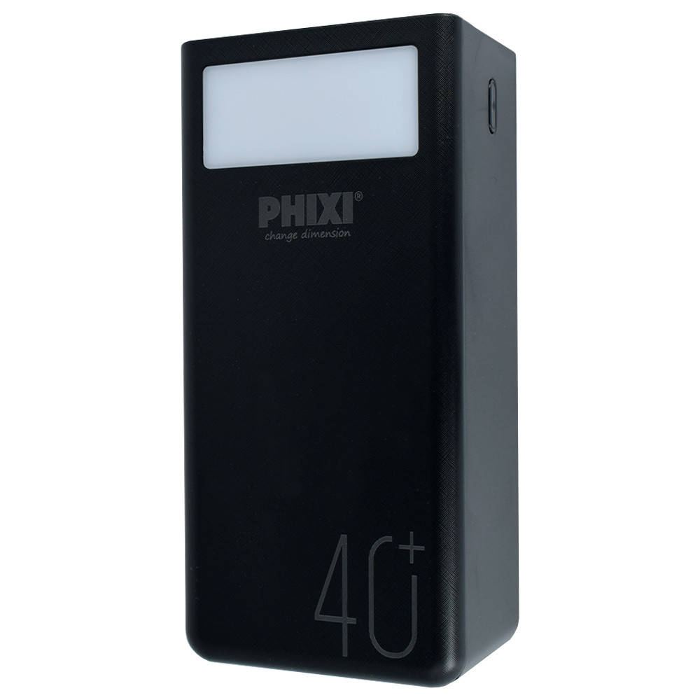 

Power Bank PHIXI P40 40000mAh Flash Lamp 10W 2.1A LED, black