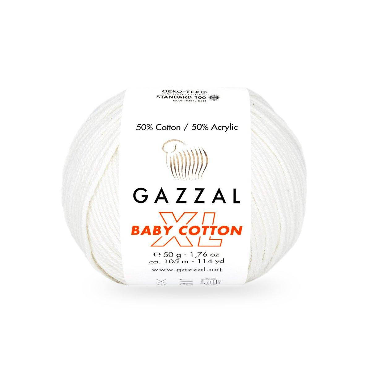 

Gazzal Baby Cotton XL (Газзал Беби Котон ХЛ) № 3432 белый (Пряжа с хлопком, нитки для вязания)