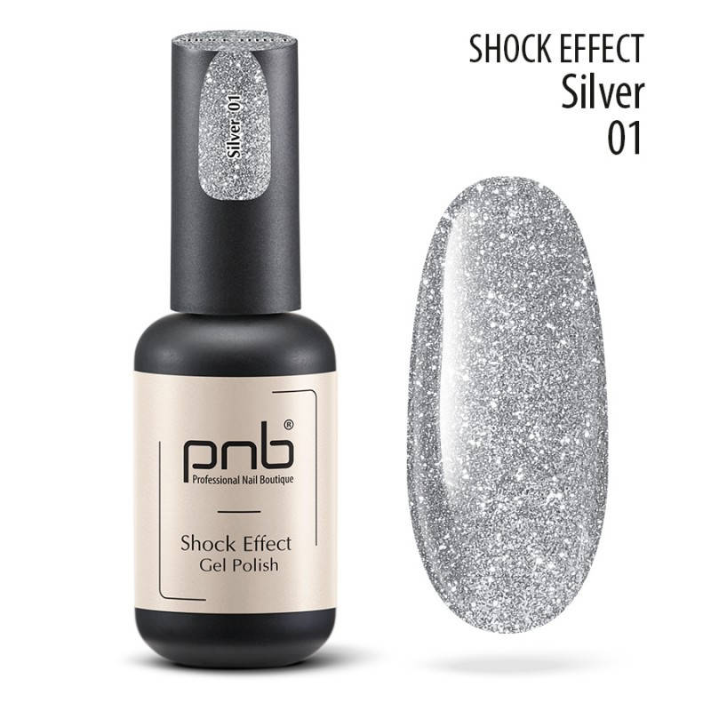 

Гель-лак для ногтей PNB Gel Shock Efect №01 Silver 8 мл (16327Gu)