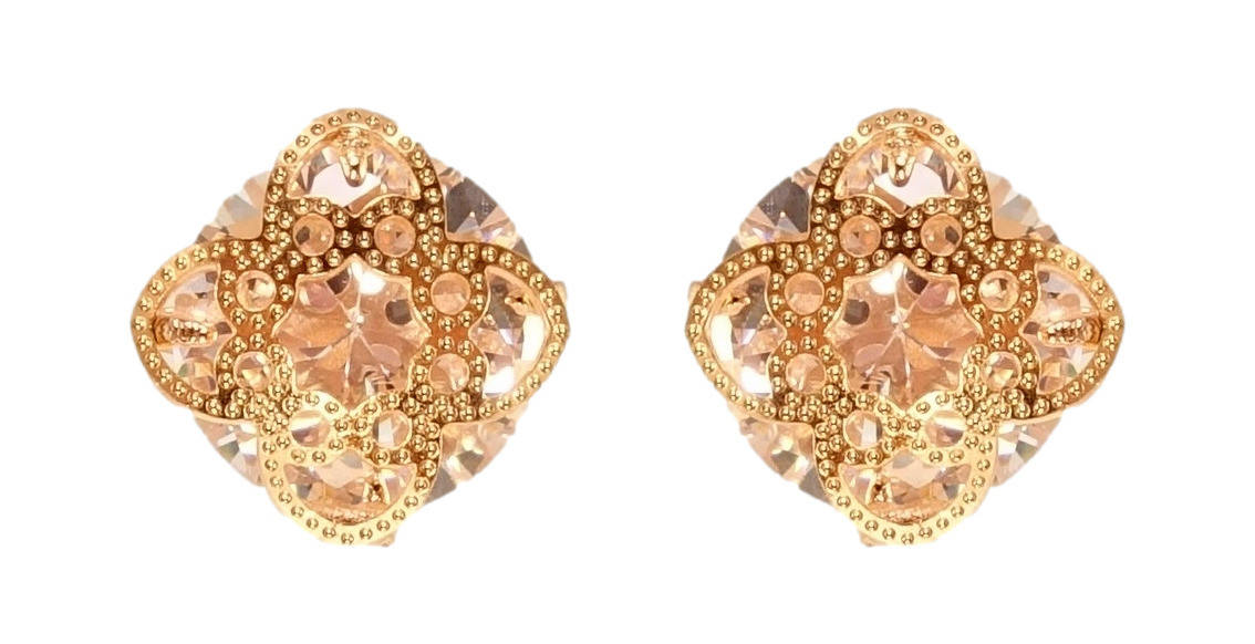 

Серьги Xuping Позолота РО гвоздики (пусеты) "Кристаллы с декоративной накладкой" 8х8мм