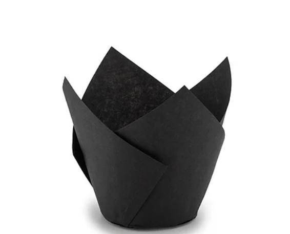 

Формы бумажные для кексов "Тюльпан" черный 50*80 мм 10 шт