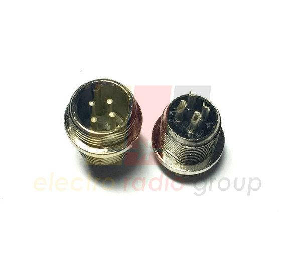 

Разъём MIC 334, "штекер", монтажный, 4pin, диам.-16мм