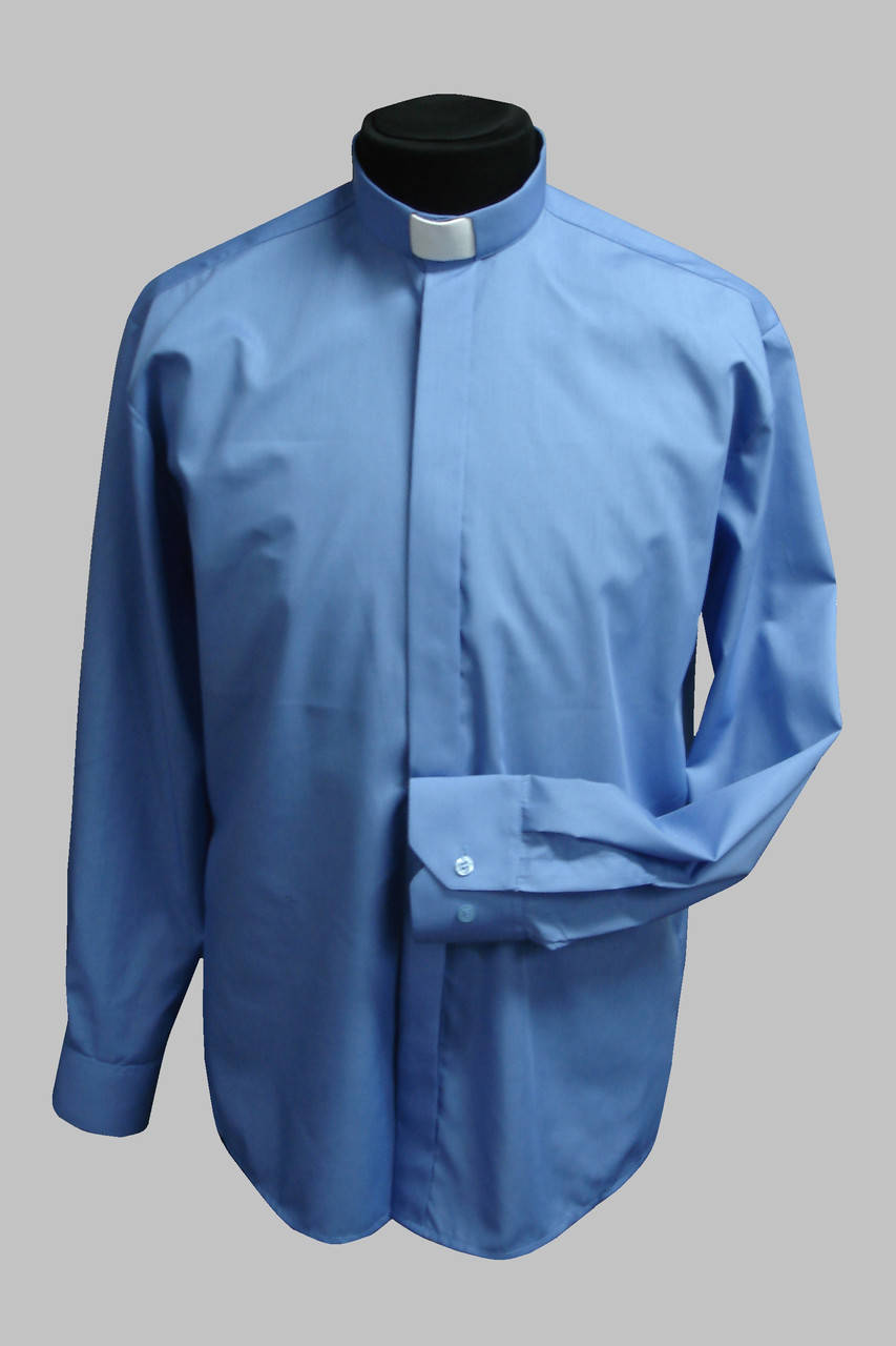 

Рубашка для священников голубого цвета с длинным рукавом, Голубой