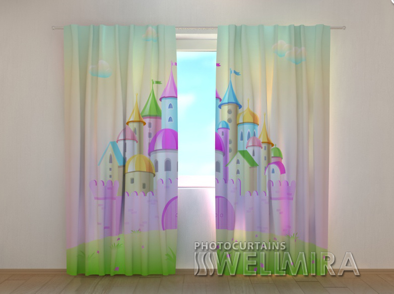 

Фотошторы "Розовый замок" 250 х 260 см фото штори с рисунком шторы в детскую