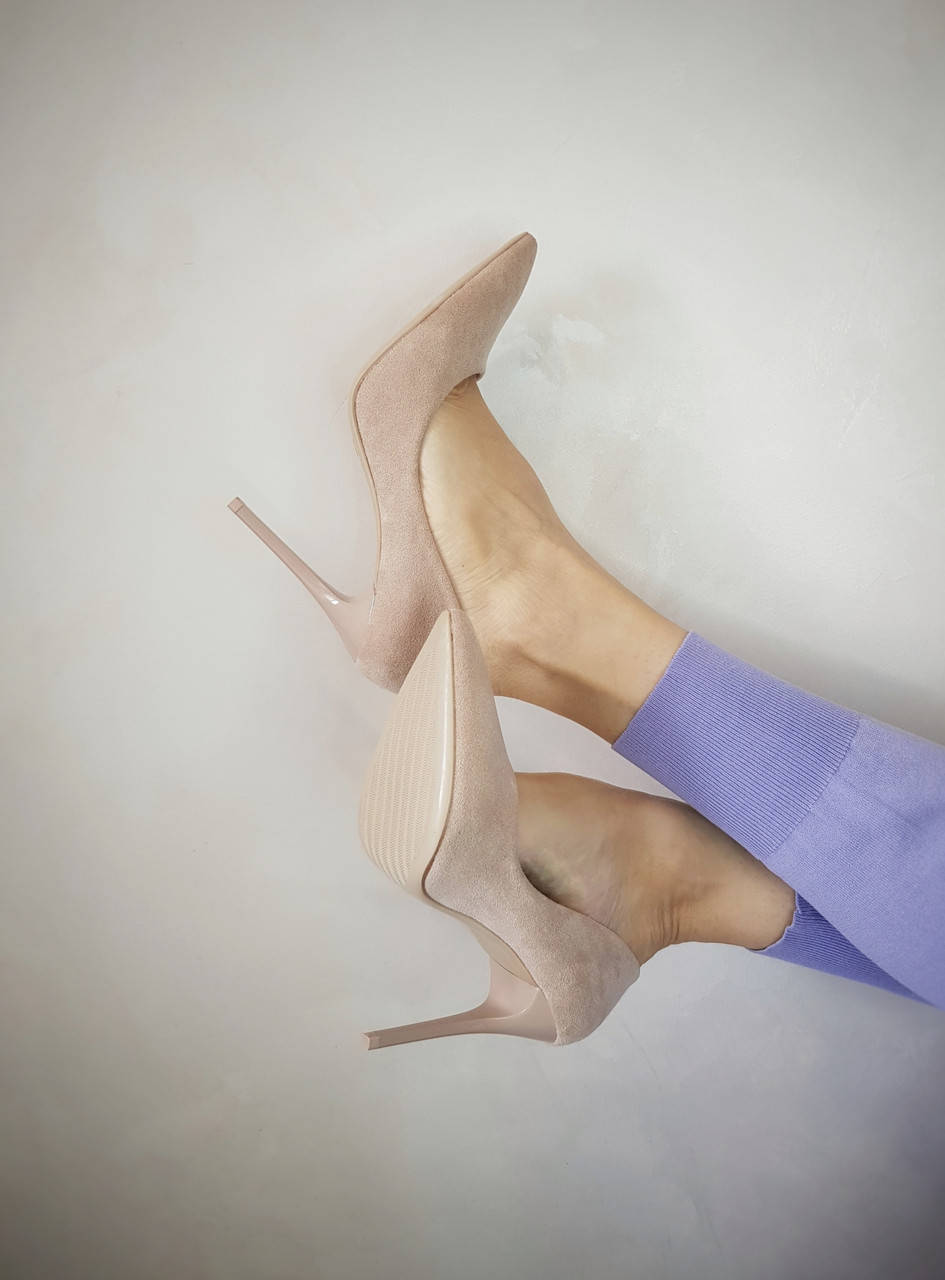 

Туфли женские на шпильке ,бежевые замшевые туфли 38, Бежевый