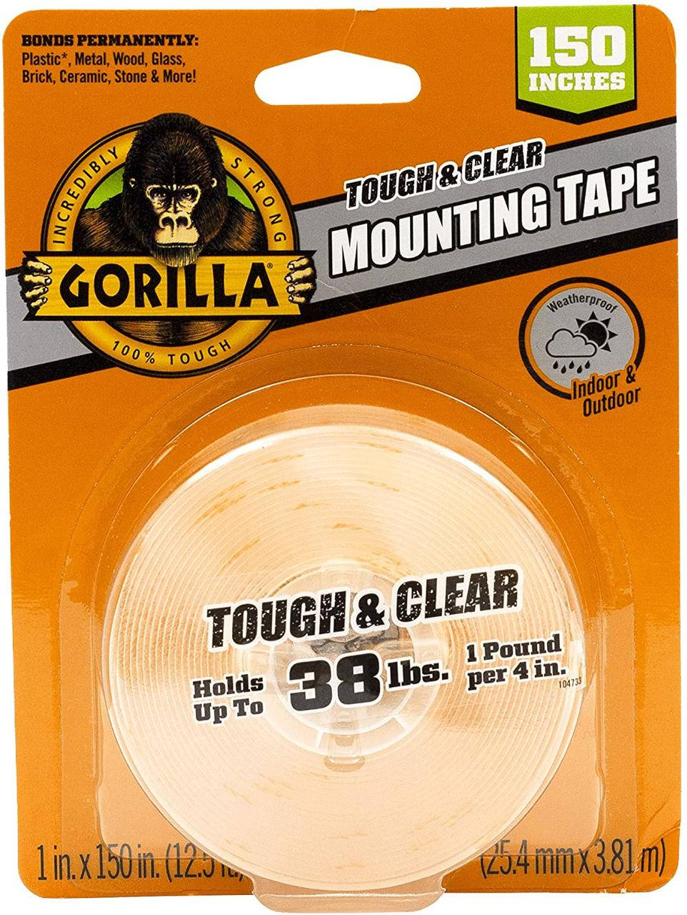 

Двухсторонняя монтажная лента Gorilla Tough прозрачная, Прозрачный