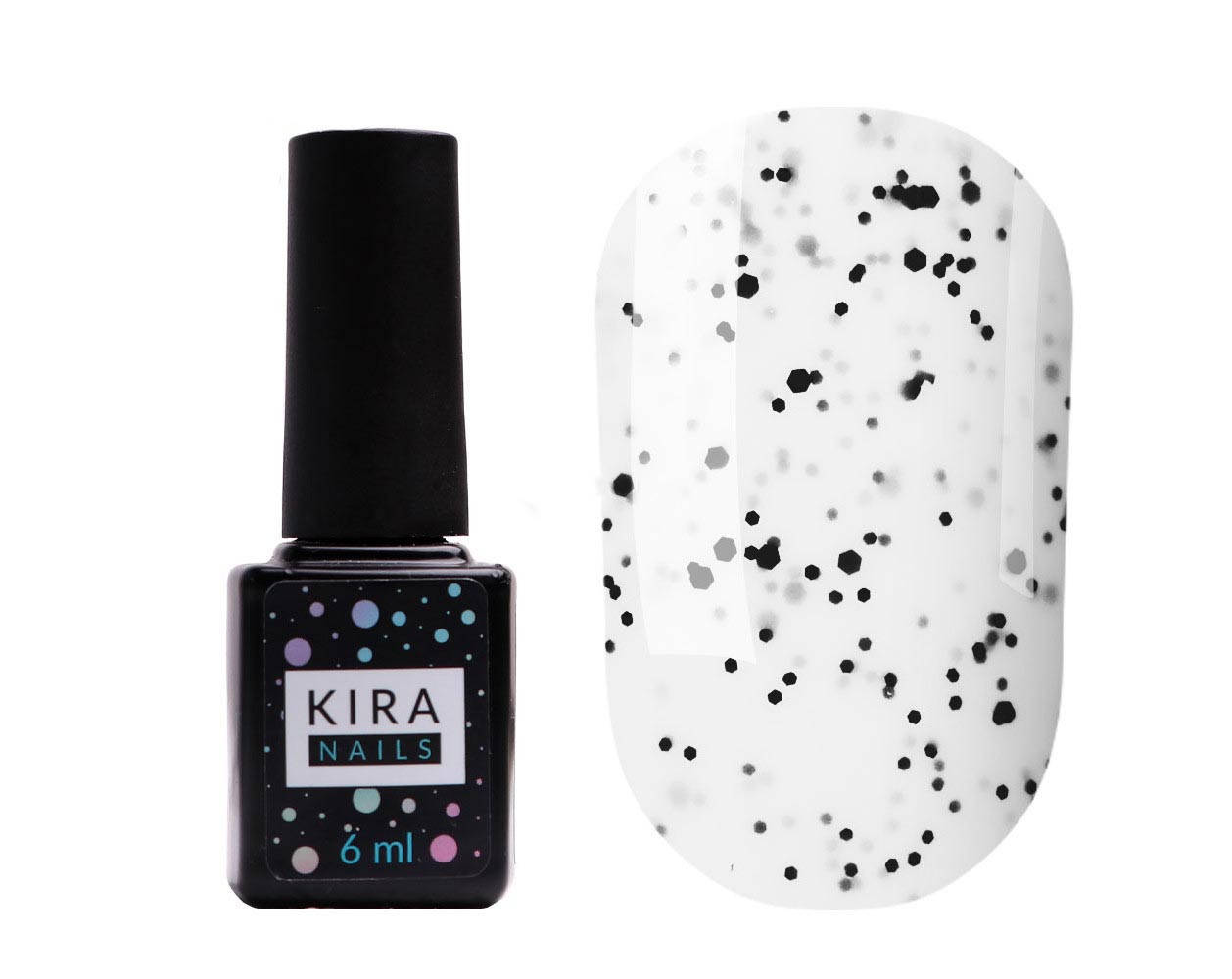 

Kira Nails Chia No Wipe Top Coat Врехний закрепитель с черным шимером