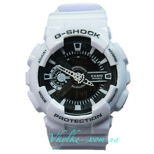 

Мужские часы Casio G-Shock GA-110 белые с черным дисплеем