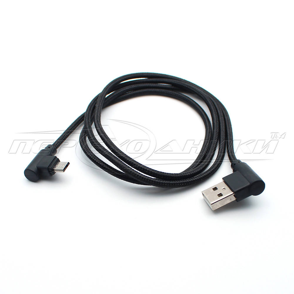 

Кабель USB 2.0 угловой - micro USB угловой, черный (Тип 1), 1м