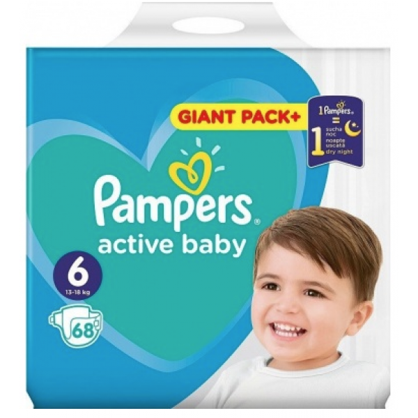 

Подгузники Pampers Active Baby-Dry 6 (13-18 кг), 68 шт