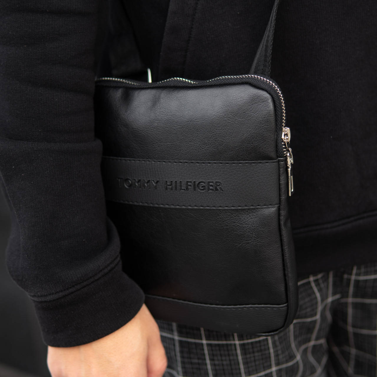 

Мессенджер сумка мужская экокожа TOGER SMALL черная через плечо, Черный