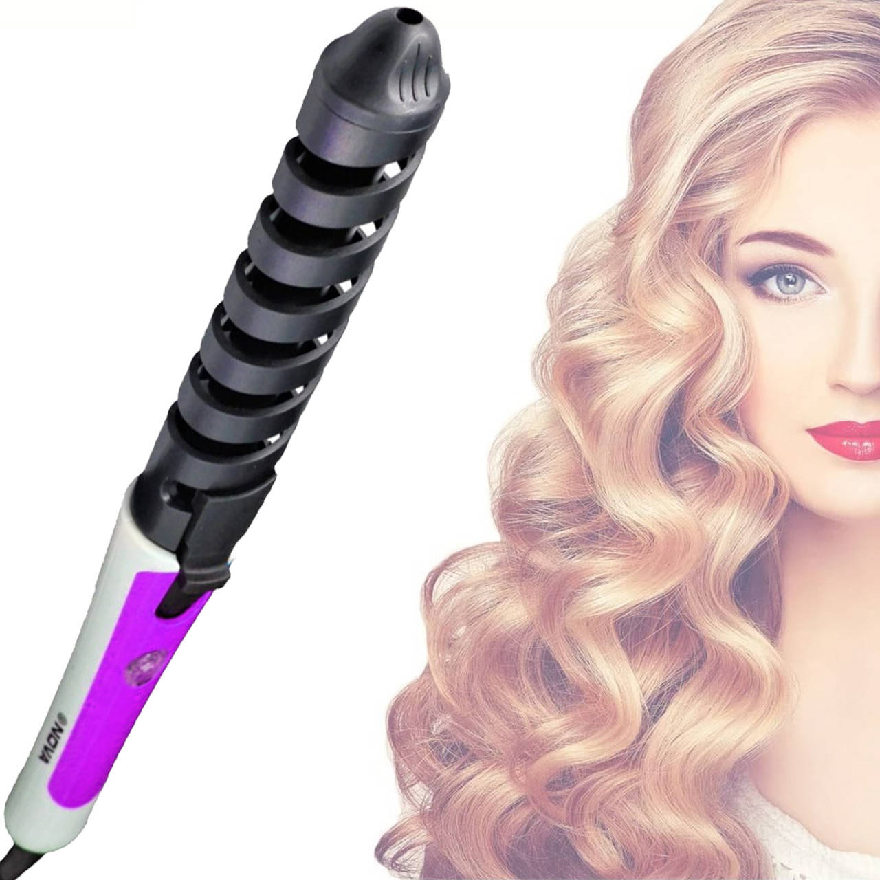 

Спиральная плойка для волос с керамическим покрытием Щипцы для завивки локонов 3d Nova NHC-5377 FED