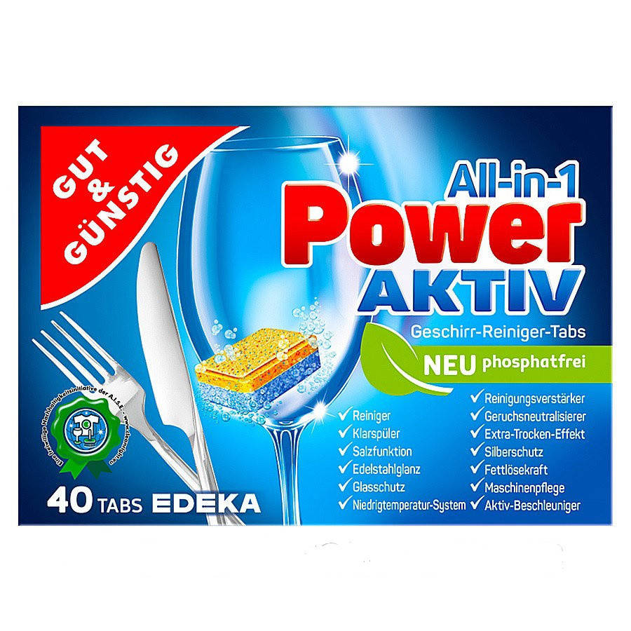 

Таблетки для посудомоечных машин Gut&Gunstig Power Aktiv 40 шт.