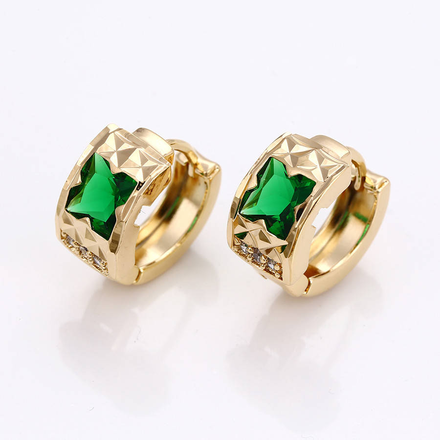 

Серьги резные, вставка зеленый цирконий, позолота Xuping, 18К