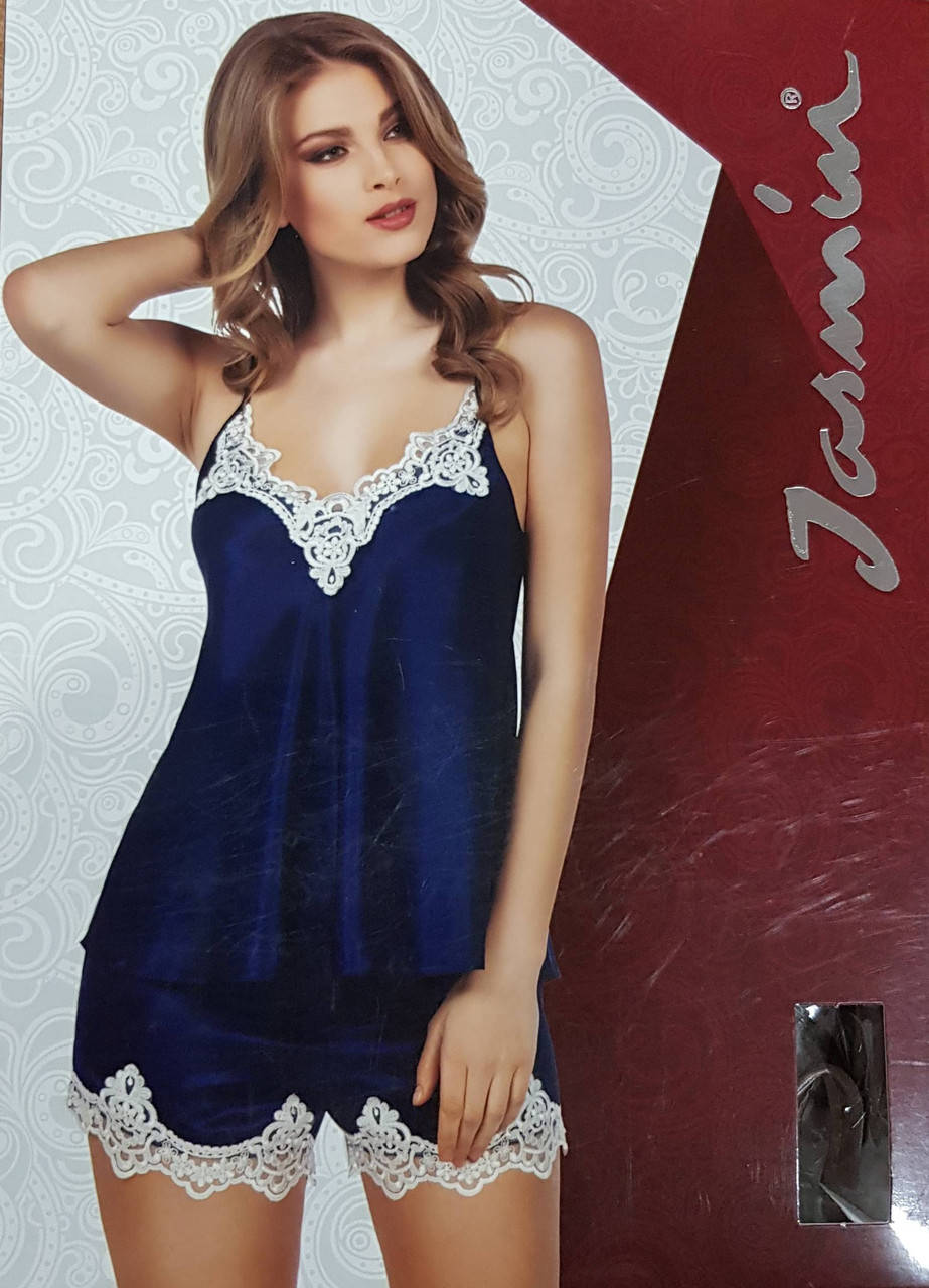 

Атласный комплект майка и шорты с кружевом Jasmin, Бежевый