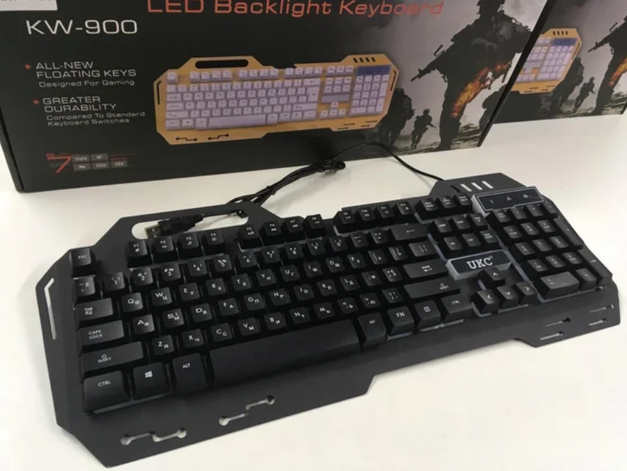 

Компьютерная игровая клавиатура проводная с подсветкой Keyboard GK 900, Черный