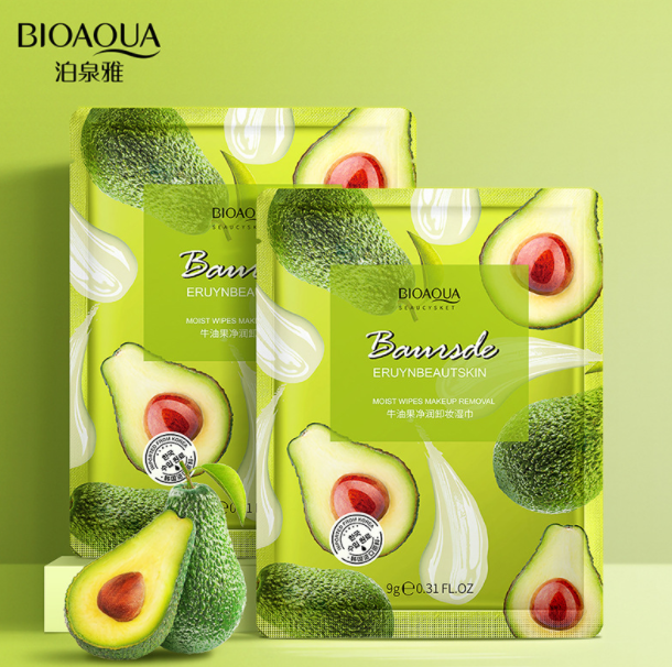 

Салфетка для снятия макияжа с маслом авокадо Bioaqua Moist Wipes Makeup Removal, 9гр