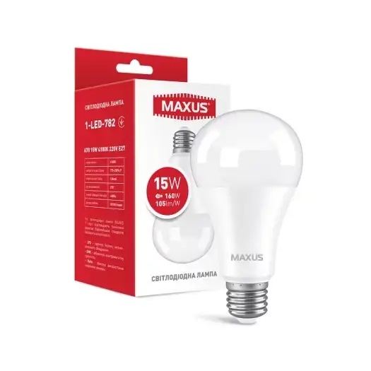 

Лампа світлодіодна MAXUS A70 15W 4100K 220V E27 (1-LED-782)
