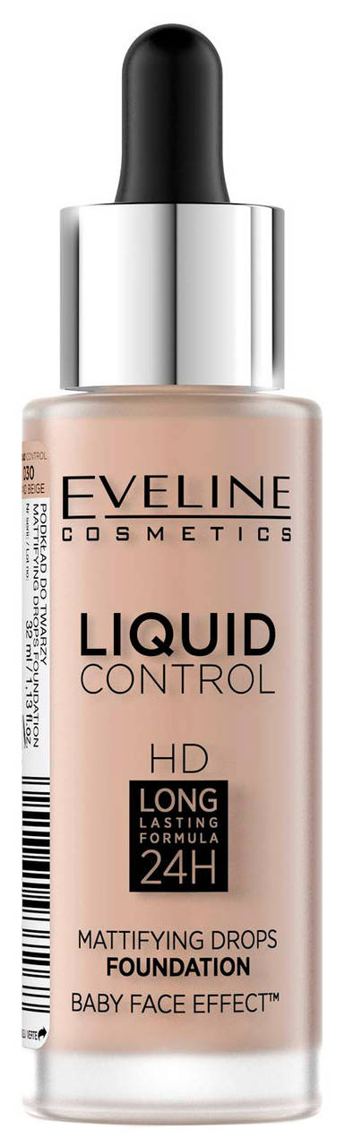 

Тональная основа жидкая Eveline Cosmetics Liquid Control HD Mattifying Drops Foundation 030 Sand Beige 32 мл