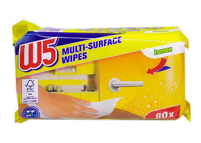 

Влажные салфетки для уборки W5 (Лимон) 80 шт