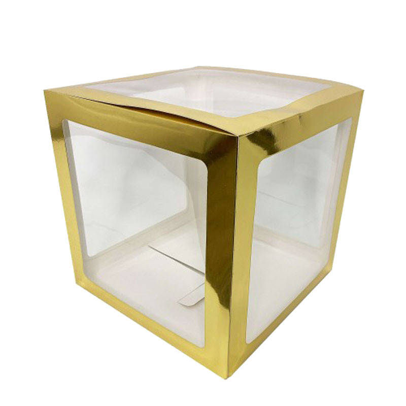 

Коробка для декора прозрачная золото 30*30см