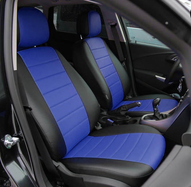 

Чехлы на сиденья Форд Фокус (Ford Focus) (универсальные, кожзам, с отдельным подголовником) черно-синий