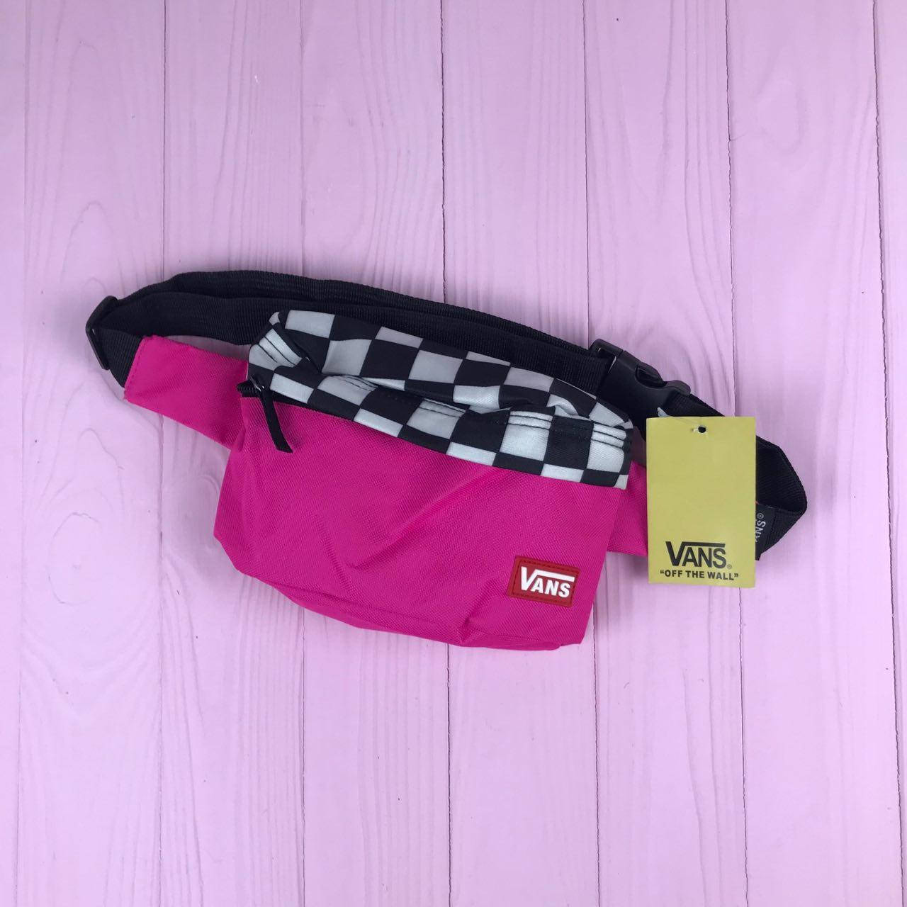 

Сумка на пояс Женская Бананка Барыжка Vans Мини Розовая в Черно-белую клетку, Розовый