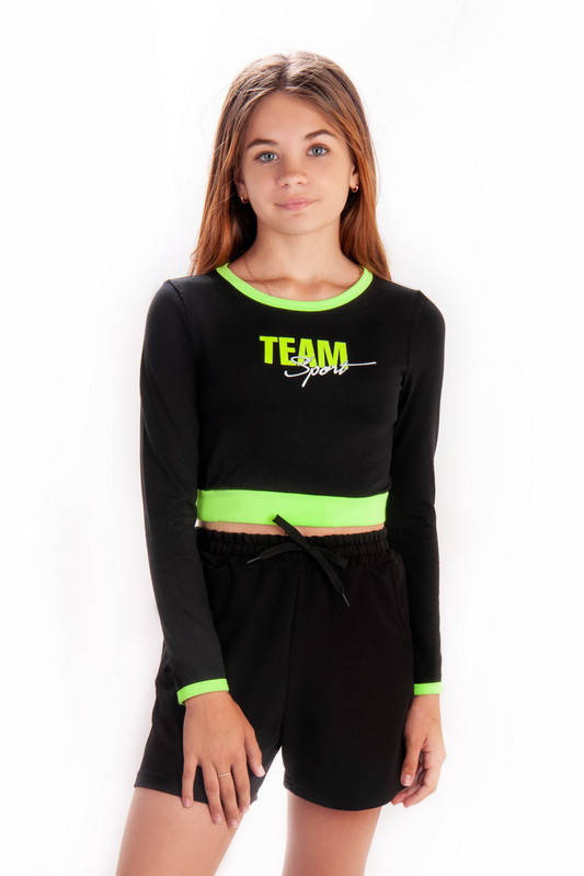 

Укороченный лонгслив для девочки-подростка 146, Черный