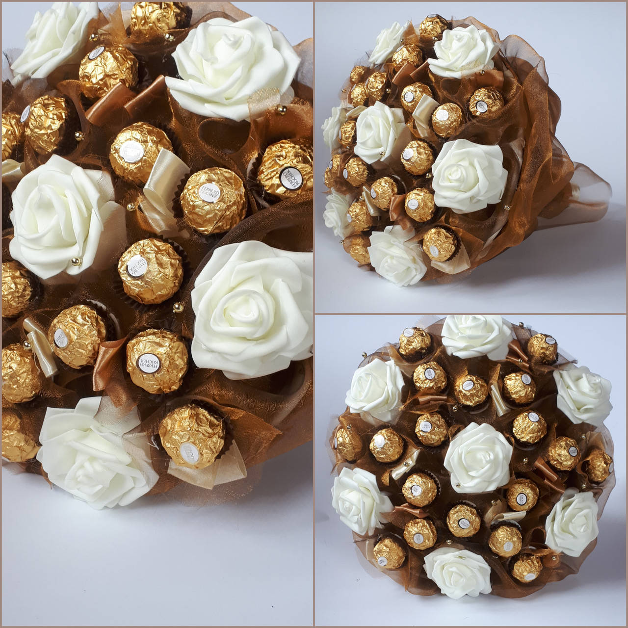 

Букет из конфет Ferrero Rocher / конфетный букет / вкусный сладкий подарок Латте, Коричневый