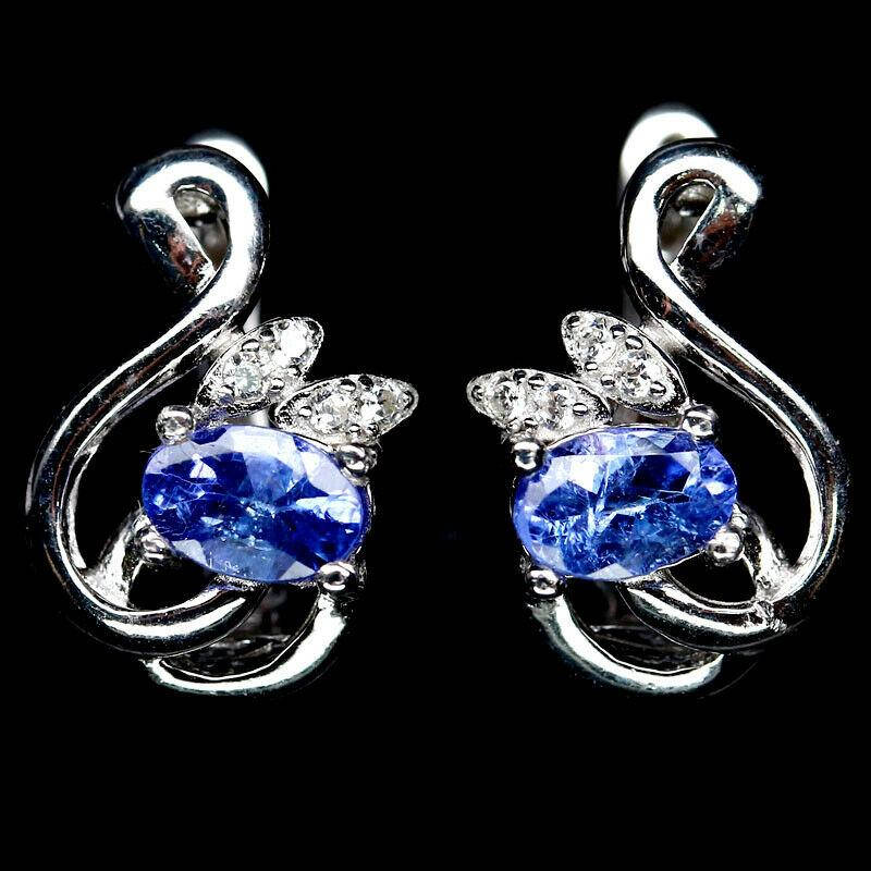 

Серьги серебряные 925 натуральный тазанит, цирконий.
