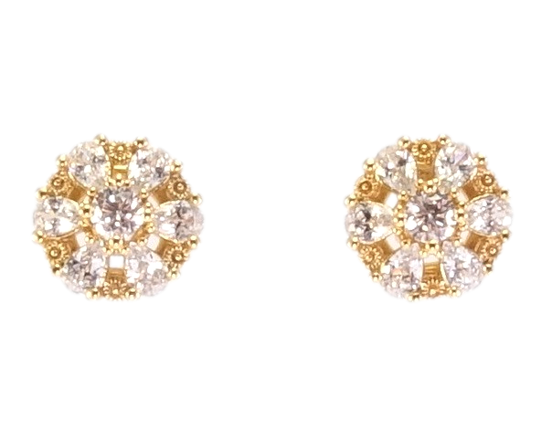 

Серьги Xuping Позолота 18K гвоздики (пусеты) "Колечки с кристальными цветочками" ø 9мм