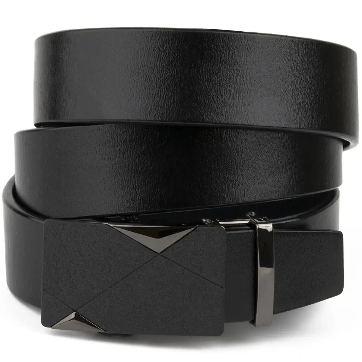 

Мужской кожаный ремень с автоматической пряжкой черный