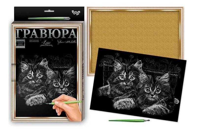 

Набор Гравюра А4 LUXE с рамкой L-GrA4-02-01z,02z...18z Danko Toys рисование пером творчество для детей царапка