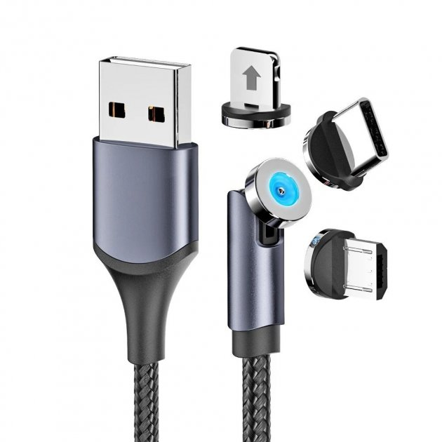 

Кабель USB 3в1:Reddax RDX-064 Micro USB/Iphone/Type-C Магнитный (360*)