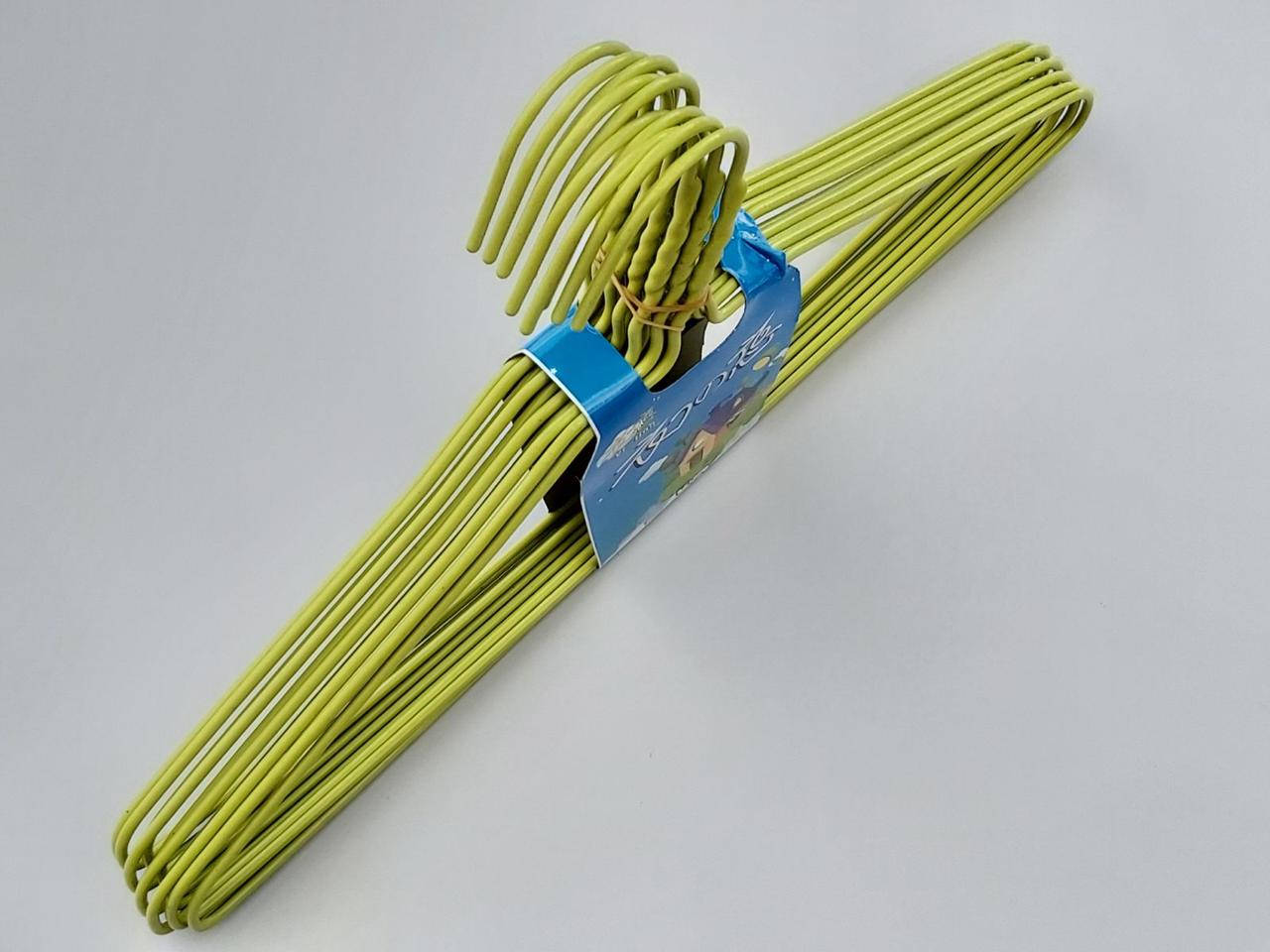 

Плечики длиной 39,5 см металлические в полиэтиленовом покрытии зеленого цвета, 10 штук в упаковке, Зелёный